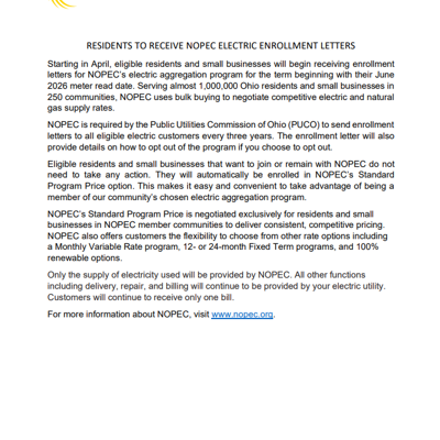 Press Release or Newsletter Copy